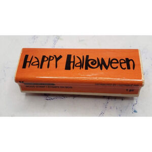 Craft Smart Happy Halloween Rubber Stamp 1" x 3" Wood Mounted Craft Greeting